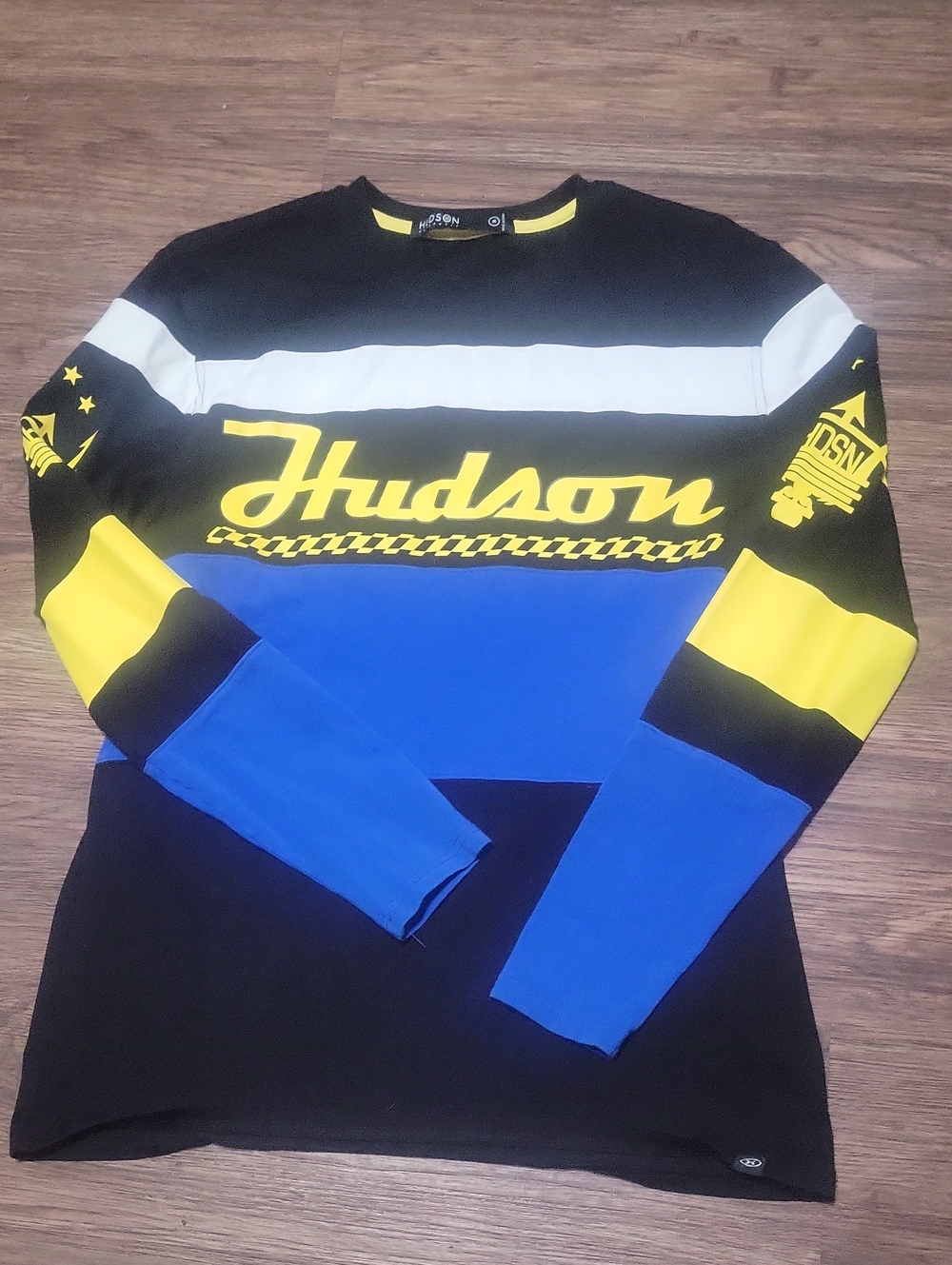 Hudson Jeans Black & Yellow Colorblock Crewneck Top